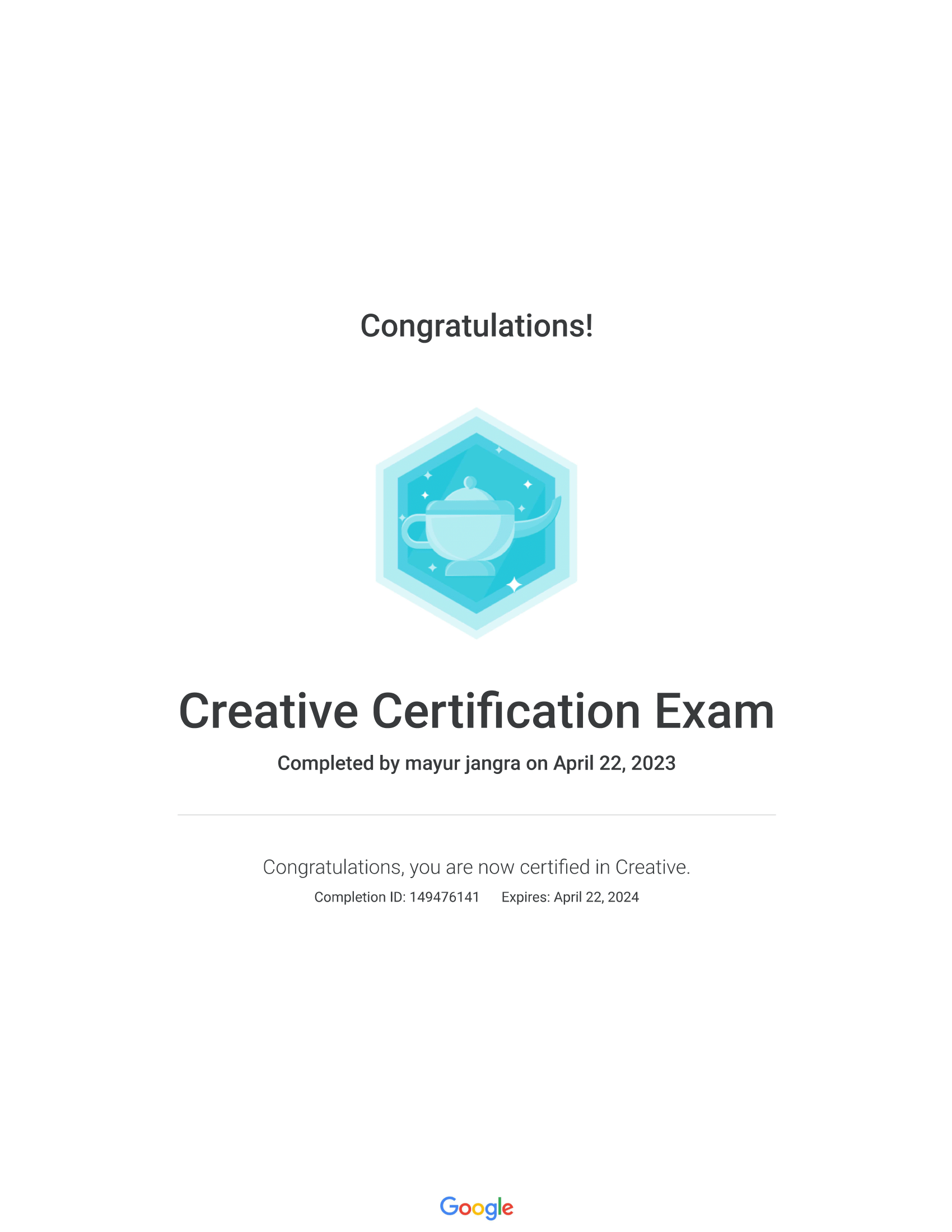 Home creative certification exam 1