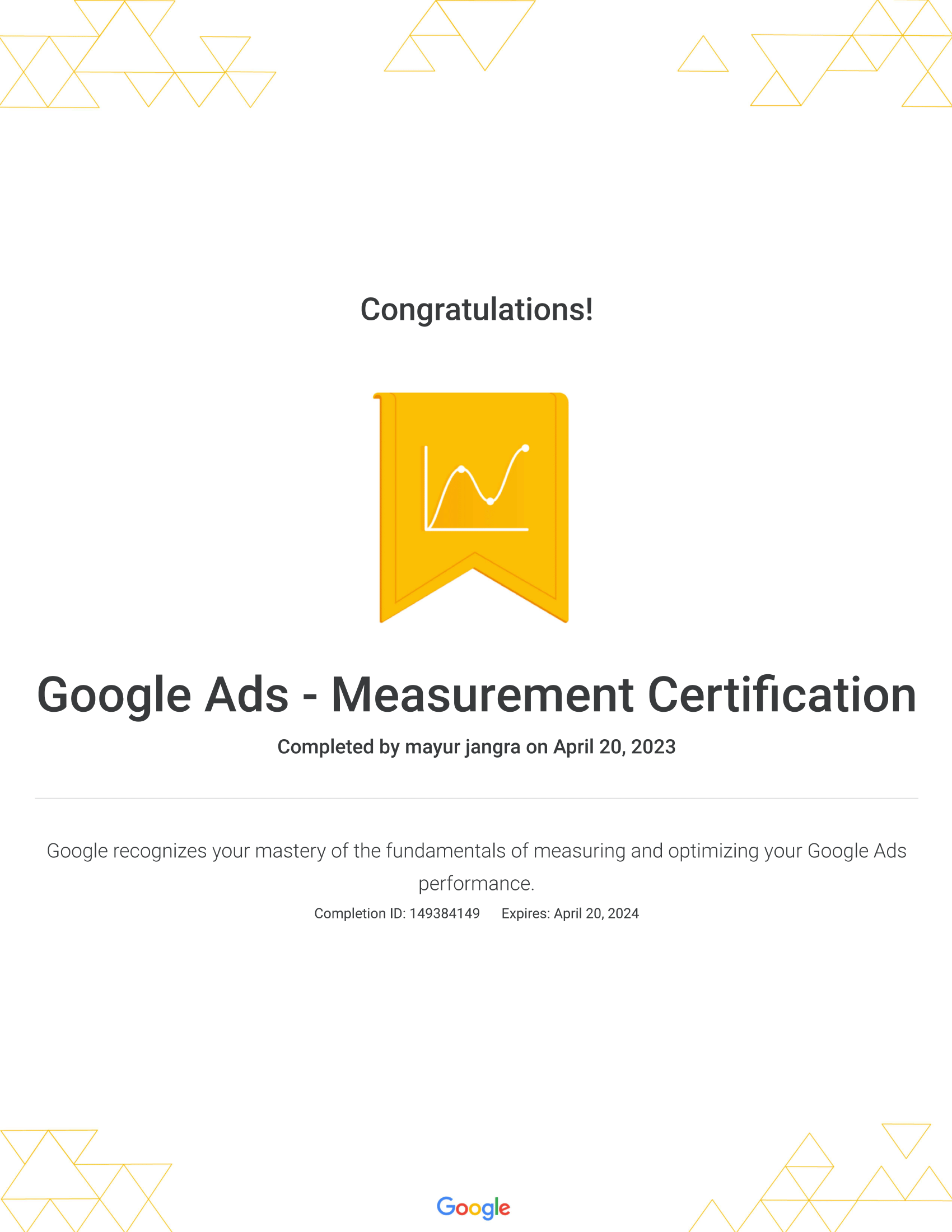 Home googal ads measurment certification 1